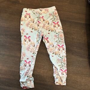 Bamboo Easter Floral Bunny Print Kids Leggings